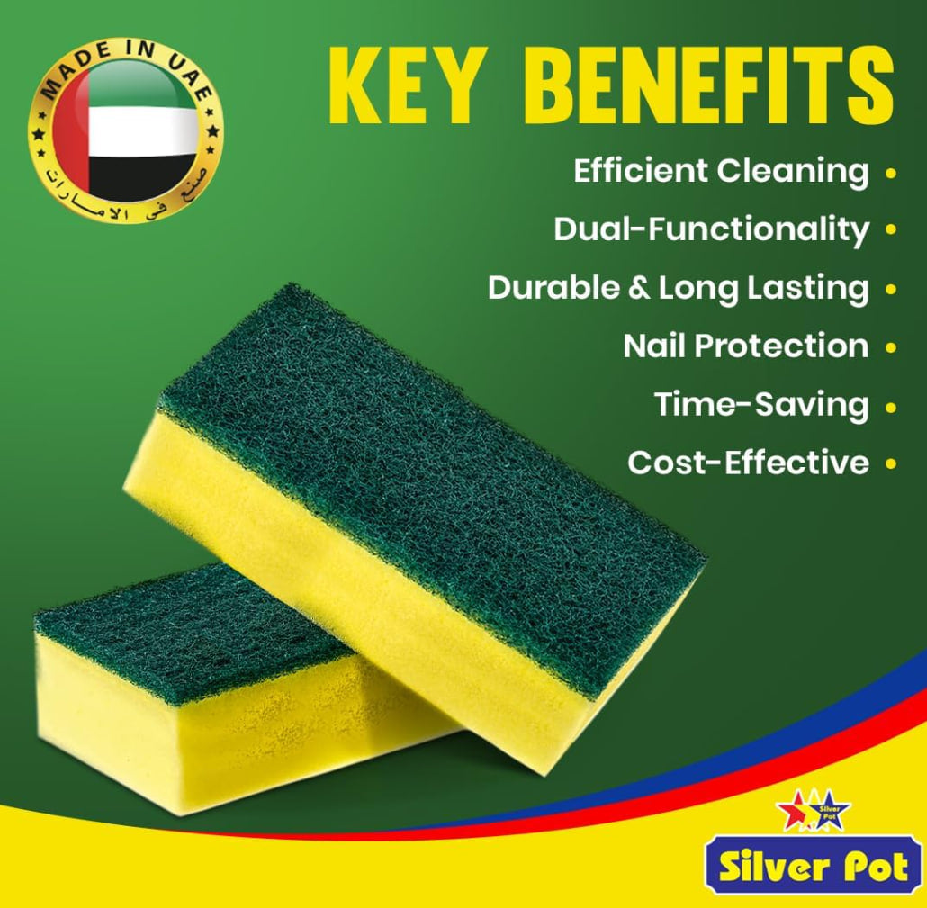 إسفنجات تنظيف المطبخ - طقم من 10 قطع، إسفنجات تنظيف مزدوجة الاستخدام بطول 12 سم