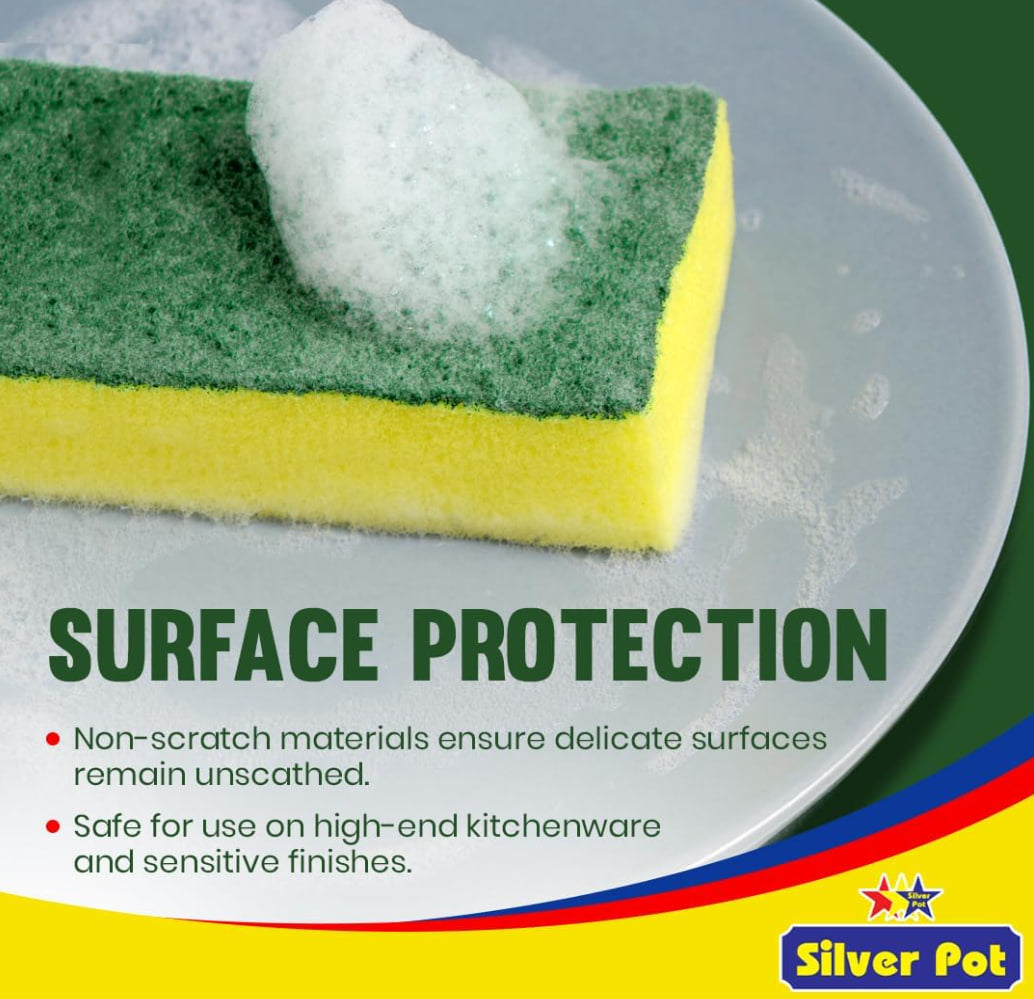 إسفنجات تنظيف المطبخ - طقم من 10 قطع، إسفنجات تنظيف مزدوجة الاستخدام بطول 12 سم